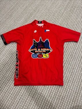 Jack & Adam's Bicycles Red Cycling Jersey vintage Austin tx